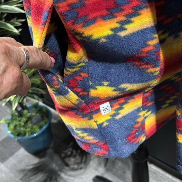 Departwest Aztec Print Fleece 1/4 zip pullover, hip pockets, high neck,so soft - Picture 4 of 10